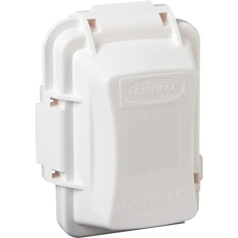 Taymac Extra Duty Single Gang Vertical/Horizontal Mount Polycarbonate White In-Use Outdoor Outlet Cover 1