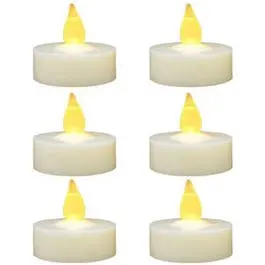 Tea Light Led Candles, Yellow Flicker Flame, Battery-Operated, 6-Pk. 1