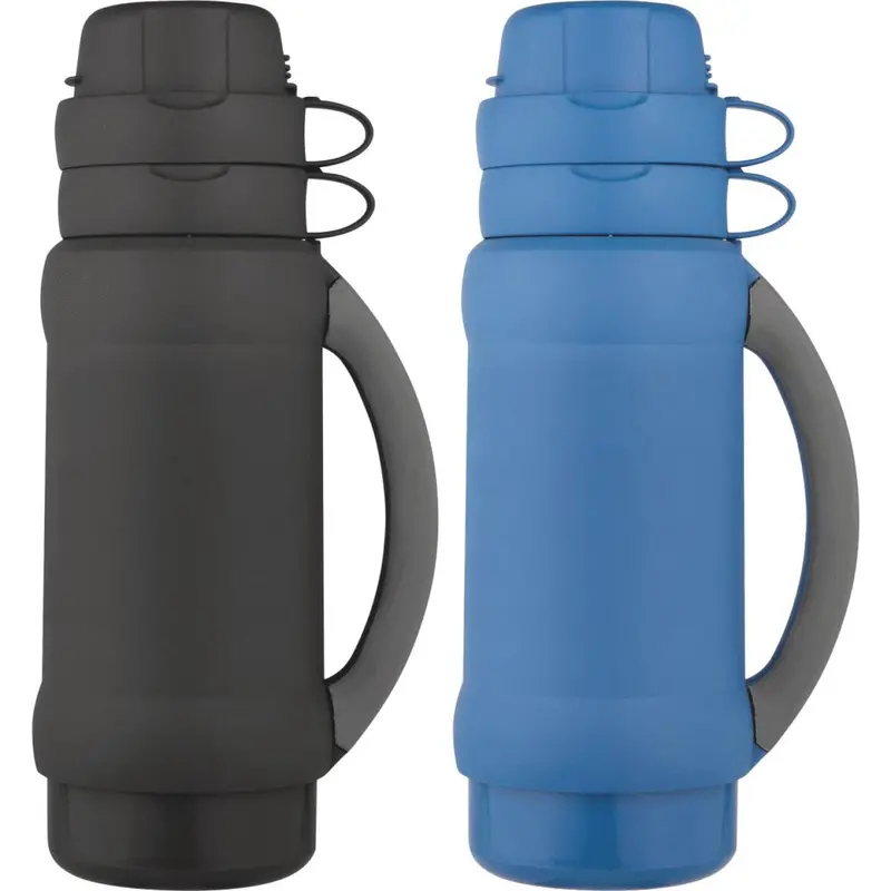 Thermos Add-A-Cup 35 Oz. Black Or Blue Plastic Insulated Vacuum Bottle 1