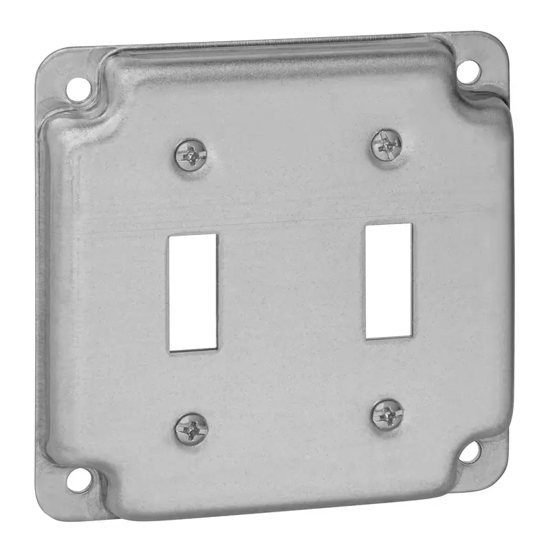 Thomas & Betts Steel City 4"X1/2" Square Cover Two Toggle Switches Crushed Corner 1