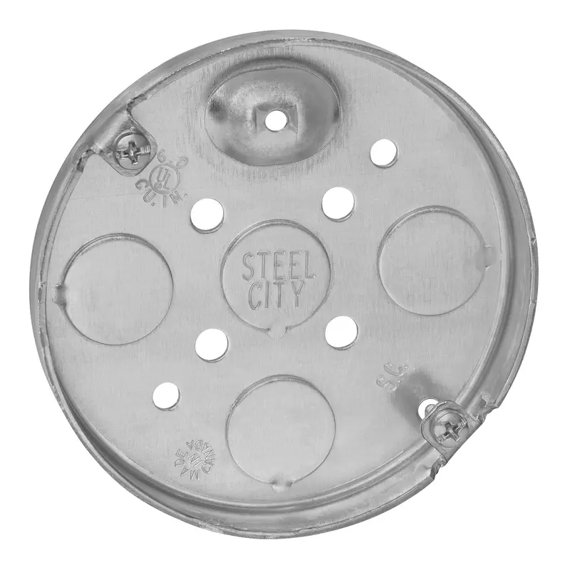 Thomas & Betts Steel City Round Ceiling Fan Box 1/2" Deep 6 Cu In With 1/2" Knockouts 1