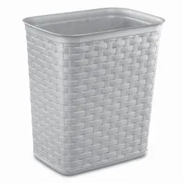 Trash Can, Modern Gray With Weave Pattern, 3.4-Gallons 1
