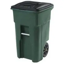 Trash Cart, Green, Wheeled, 32-Gal. 1