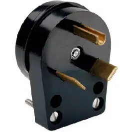 Travel Trailer Angle Plug, Black, Nema Tt-30, Phenolic, Bulk, 30-Amp., 125-Volt 1