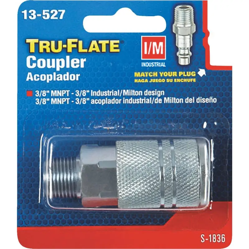 Tru-Flate Industrial/Milton Series Push-To-Connect 3/8 In. Mnpt Coupler 1