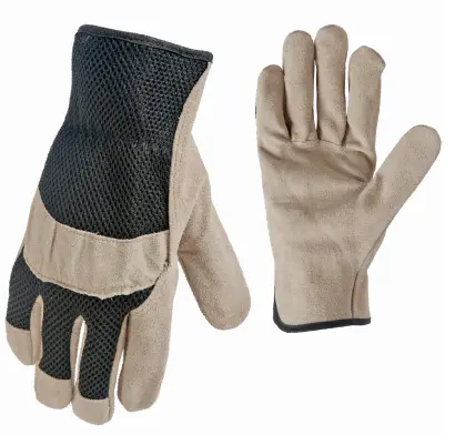 True Grip Suede Cowhide Leather Palm Work Gloves Mesh Back 1