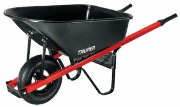 Truper 6 Cubic Feet Steel Tray Wheelbarrow Pneumatic Tubed 1