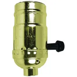 Turn Knob Lamp Socket, 3-Way, Medium Base, Brass, 250-Watt, 250-Volt 1