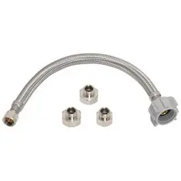 Universal Toilet Connector, Stainless Steel, 3/8-In. Compression X 1/2-In. Compression X 1/2-In. Female Iron Pipe, 20-In. 1