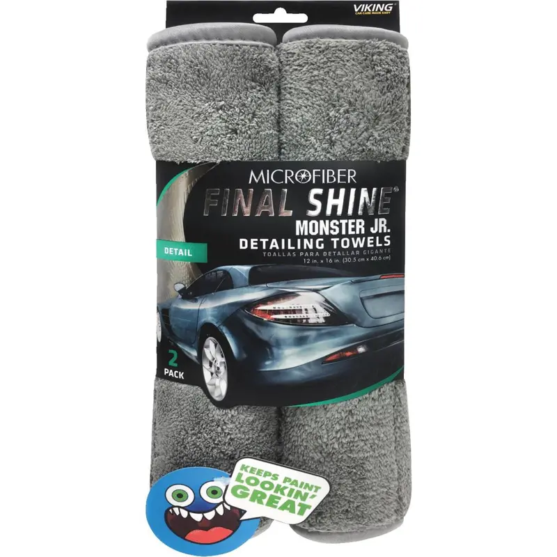 Viking Final Shine Monster Jr. 12 In. X 16 In. Gray Detailing Towel (2-Pack) 1