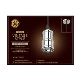 Vintage Light Pendant Fixture, Satin Nickel Finish 1