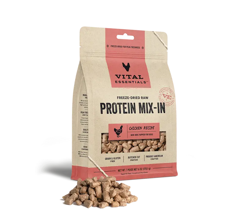 Vital Essentials Freeze Dried Raw Protein Mix-In Chicken Recipe Mini Nibs Topper For Dogs 1
