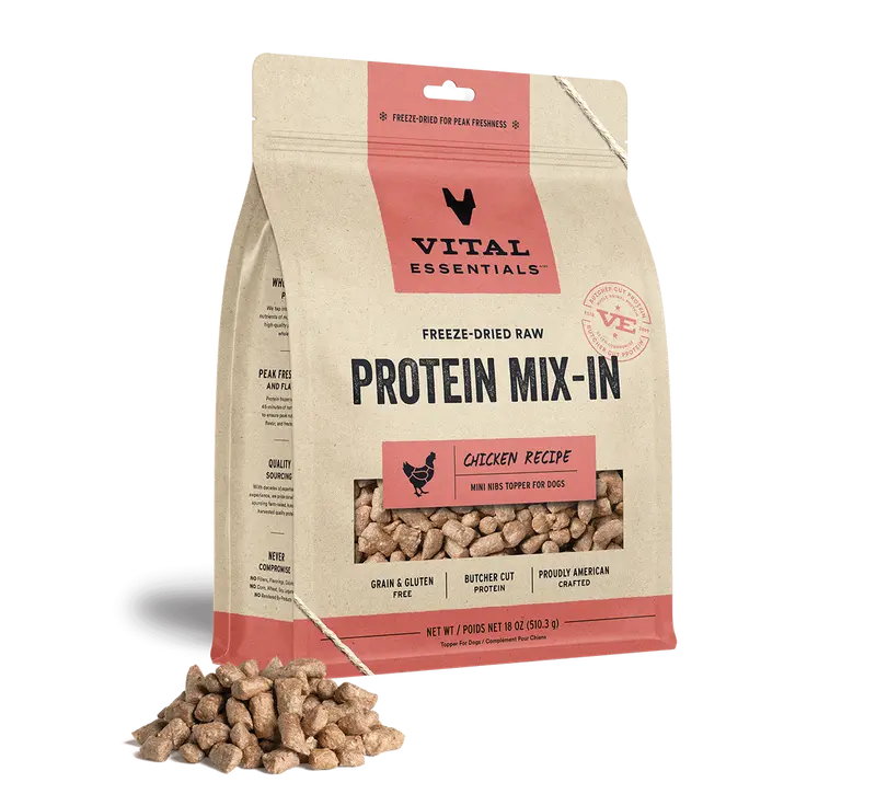 Vital Essentials Freeze Dried Raw Protein Mix-In Chicken Recipe Mini Nibs Topper For Dogs 2