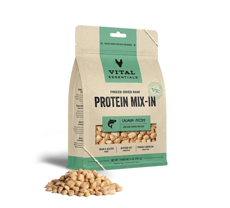Vital Essentials Freeze Dried Raw Protein Mix-In Salmon Recipe Mini Nibs Topper For Dogs 1