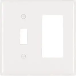 Wall Plate, 1-Toggle & 1 Decorator Opening, Urea, White 1