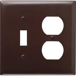Wall Plate, 1-Toggle & 1-Duplex, Urea, Brown 1