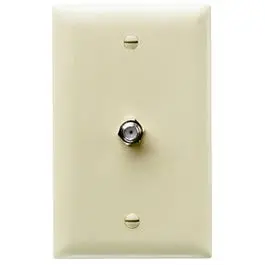 Wall Plate, F Type Coax Connector, Ivory Thermoplastic 1