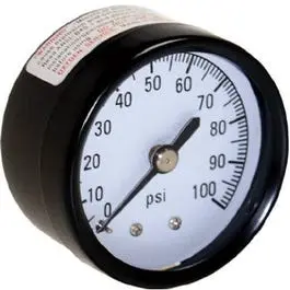 Water Pressure Tank Gauge, .125-In. Back Mount, 100-Lbs. 1