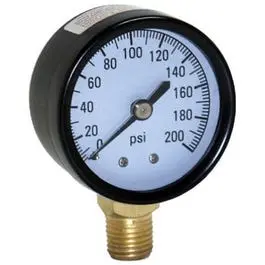Water Pressure Tank Gauge, .25-In. Bottom Mount, 200-Lbs. 1
