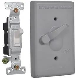 Weatherproof Cover With Switch, Single Gang, Gray 1