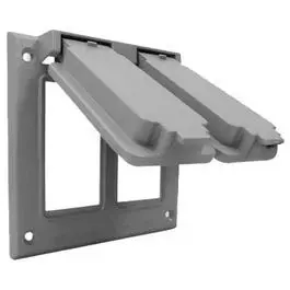 Weatherproof Gfci Flip Cover, Vertical, Double-Gang, Gray 1