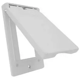 Weatherproof Vertical Gfi Flip Cover, Single Gang, White 1