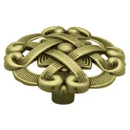 Weave Round Cabinet Knob, 1-1/2-In. Antique Brass 1