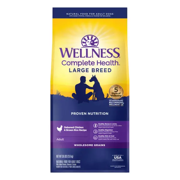 Wellness Complete Health Grained Large Breed Chicken & Rice Dry Dog Food 1