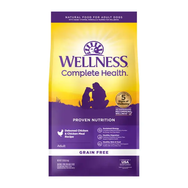 Wellness Complete Health Natural Adult Grain Free Deboned Chicken And Chicken Meal Recipe Dry Dog Food 1