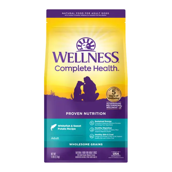 Wellness Complete Health Natural Adult Whitefish And Sweet Potato Recipe Dry Dog Food 1