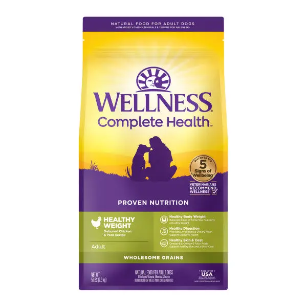 Wellness Complete Health Natural Healthy Weight Chicken And Peas Recipe Dry Dog Food 1
