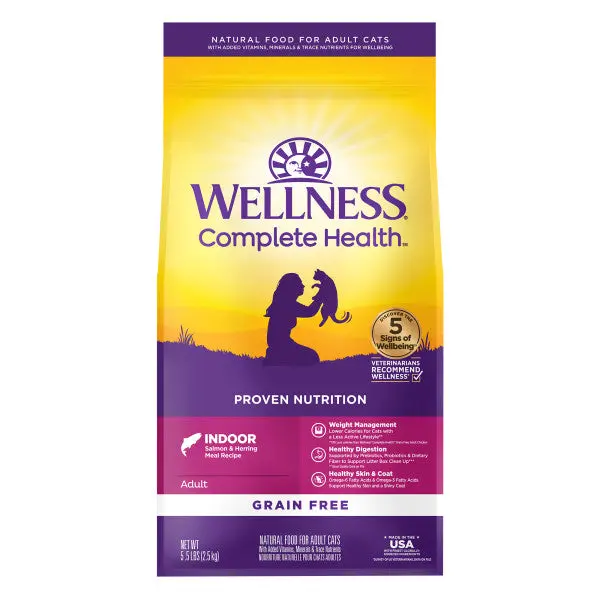 Wellness Complete Health Natural Indoor Adult Grain Free Salmon And Herring Dry Cat Food 1