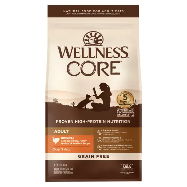Wellness Core Natural Grain Free Original Turkey, Chicken, Whitefish & Herring Recipe Dry Cat Food 1