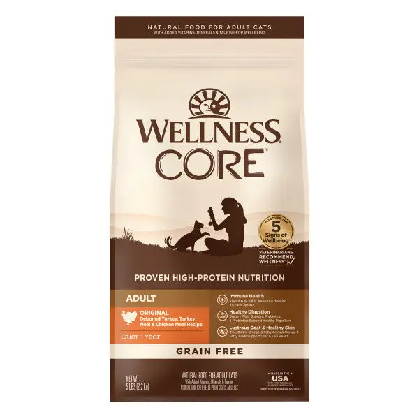 Wellness Core Natural Grain Free Original Turkey, Chicken, Whitefish & Herring Recipe Dry Cat Food 1