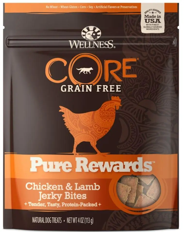 Wellness Core Natural Grain Free Pure Rewards Chicken And Lamb Recipe Jerky Bites Dog Treats 1