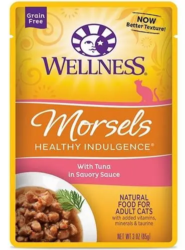 Wellness Healthy Indulgence Natural Grain Free Morsels With Tuna In Savory Sauce Cat Food Pouch 1