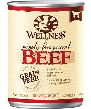 Wellness Natural Grain Free 95% Beef Recipe Adult Wet Canned Dog Food 1