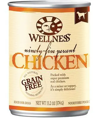 Wellness Natural Grain Free 95% Chicken Recipe Adult Wet Canned Dog Food 1