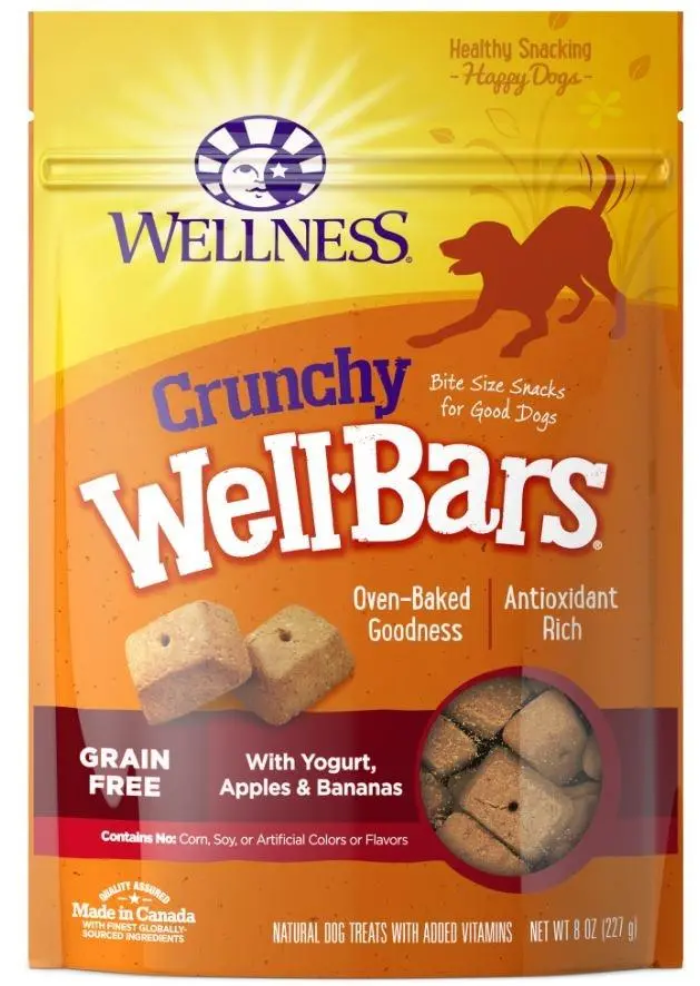 Wellness Natural Grain Free Wellbars Crunchy Yogurt, Apples And Bananas Recipe Dog Treats 1