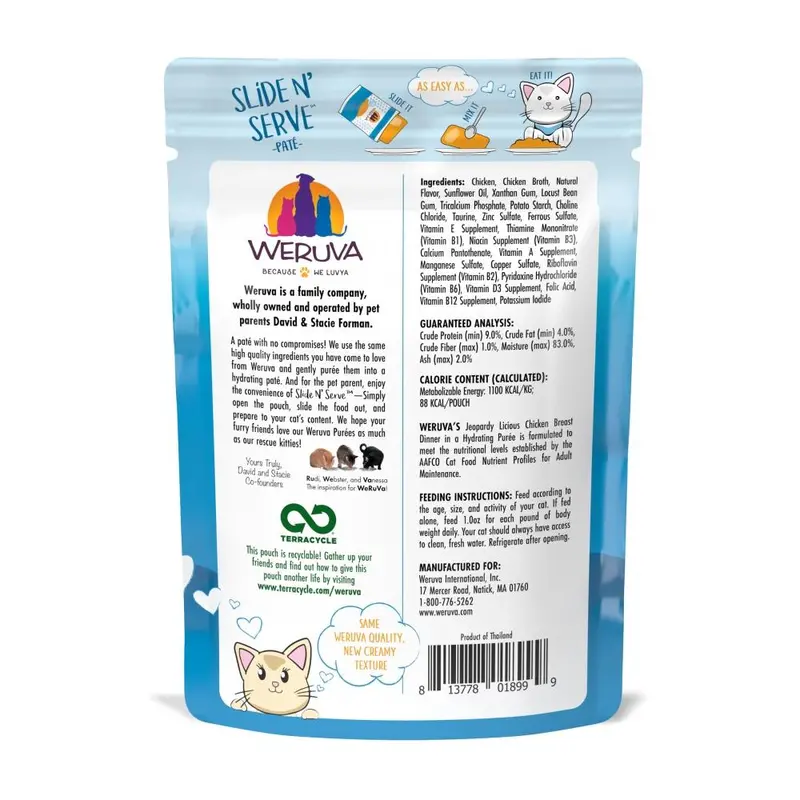Weruva Slide N' Serve Grain Free Jeopurrdy Licious Chicken Dinner Wet Cat Food Pouch 2