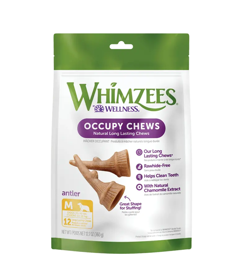 Whimzees Antler Natural Long Lasting Occupy Dog Chews Value Bag 1