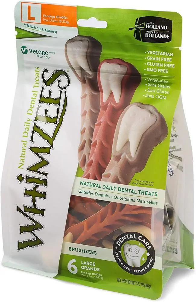 Whimzees Brushzees Natural Daily Dental Large Breed Dog Treats 1