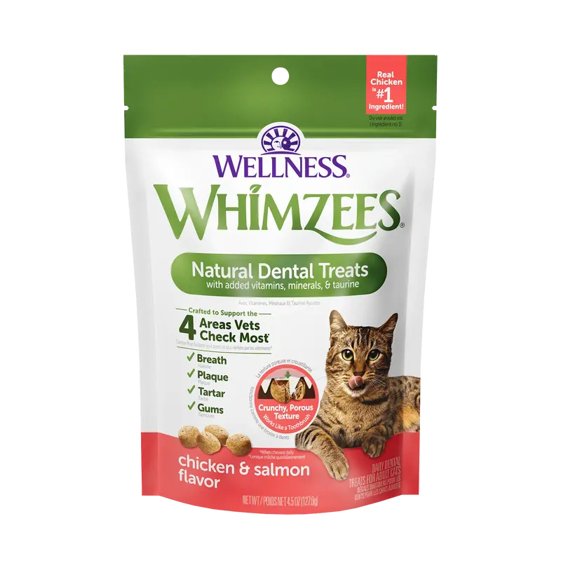 Whimzees Natural Cat Dental Treats, Chicken & Salmon Flavor 1