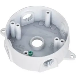 White Weatherproof Round Outlet Box 1