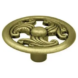 Wing Round Cabinet Knob, 1-1/2-In., Antique Brass 1