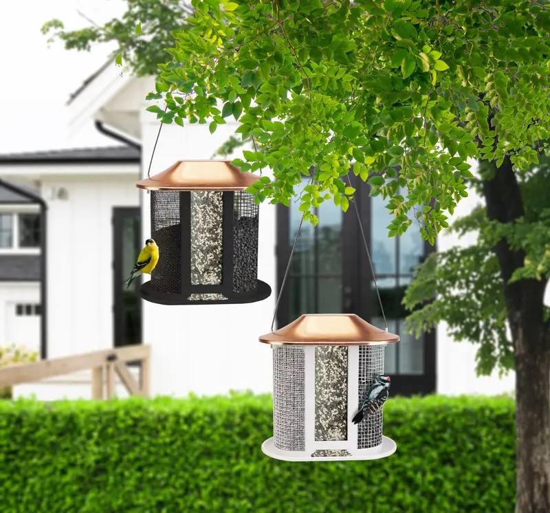 Woodlink Modern Farmhouse Coppertop Narrow Oval Mesh Triple Seed Feeder 1