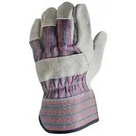 Work Gloves, Leather-Palm, Cotton Back, Men's Xl 1