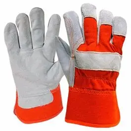 Work Gloves, Split Leather, Gray, L 1
