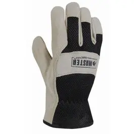 Work Gloves, Suede Leather Palm, Mesh Back, Men's Large 1