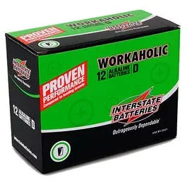 Workaholic Alkaline Battery, D, 12-Pk. 1